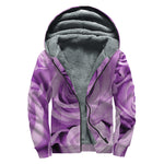 Purple Rose Print Sherpa Lined Zip Up Hoodie