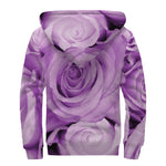 Purple Rose Print Sherpa Lined Zip Up Hoodie