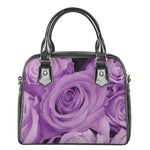 Purple Rose Print Shoulder Handbag