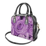 Purple Rose Print Shoulder Handbag