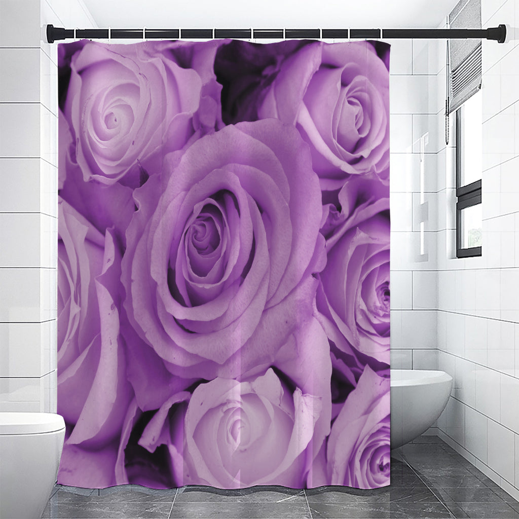 Purple Rose Print Shower Curtain