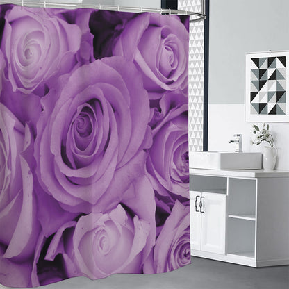 Purple Rose Print Shower Curtain