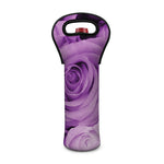 Purple Rose Print Single Neoprene Wine Tote