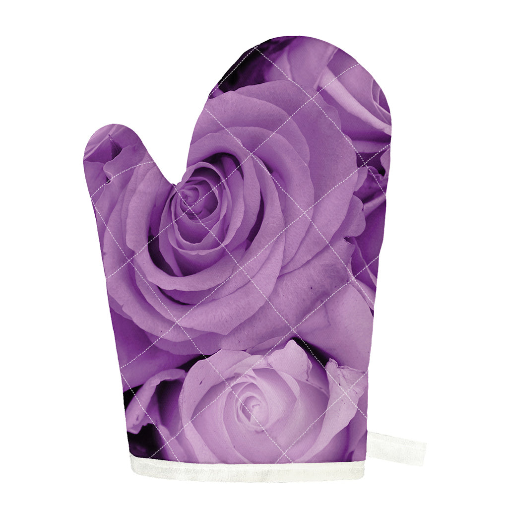 Purple Rose Print Single Oven Mitt