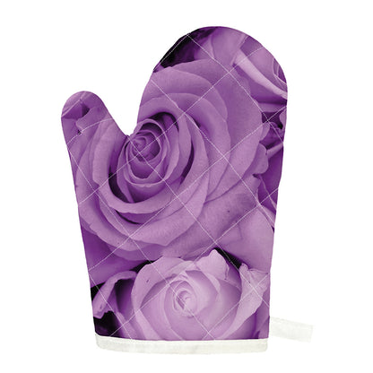 Purple Rose Print Single Oven Mitt