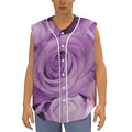 Purple Rose Print Sleeveless Baseball Jersey