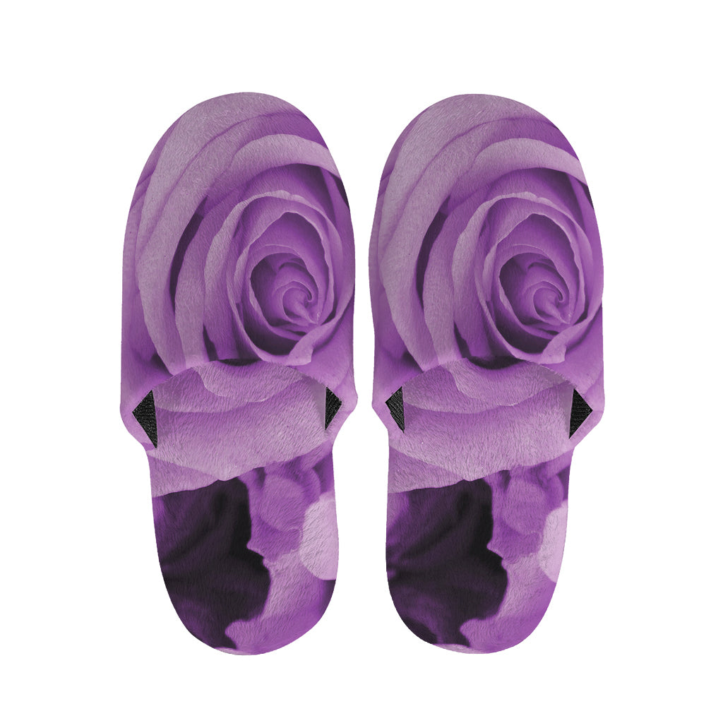 Purple Rose Print Slippers