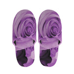 Purple Rose Print Slippers