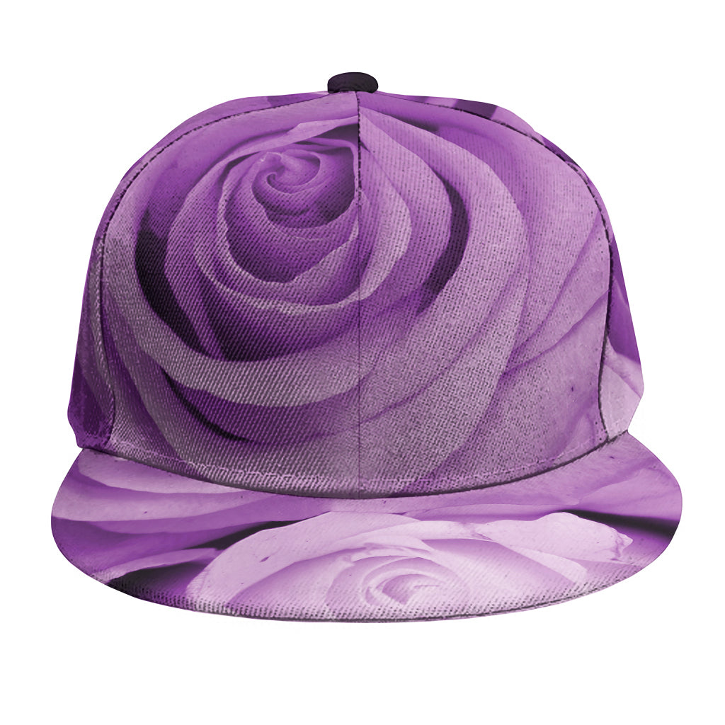 Purple Rose Print Snapback Cap