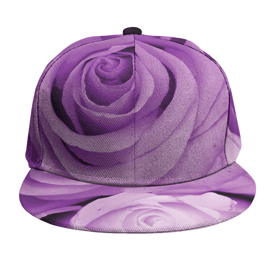 Purple Rose Print Snapback Cap