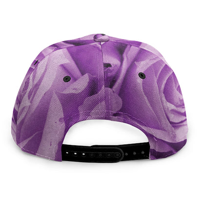 Purple Rose Print Snapback Cap