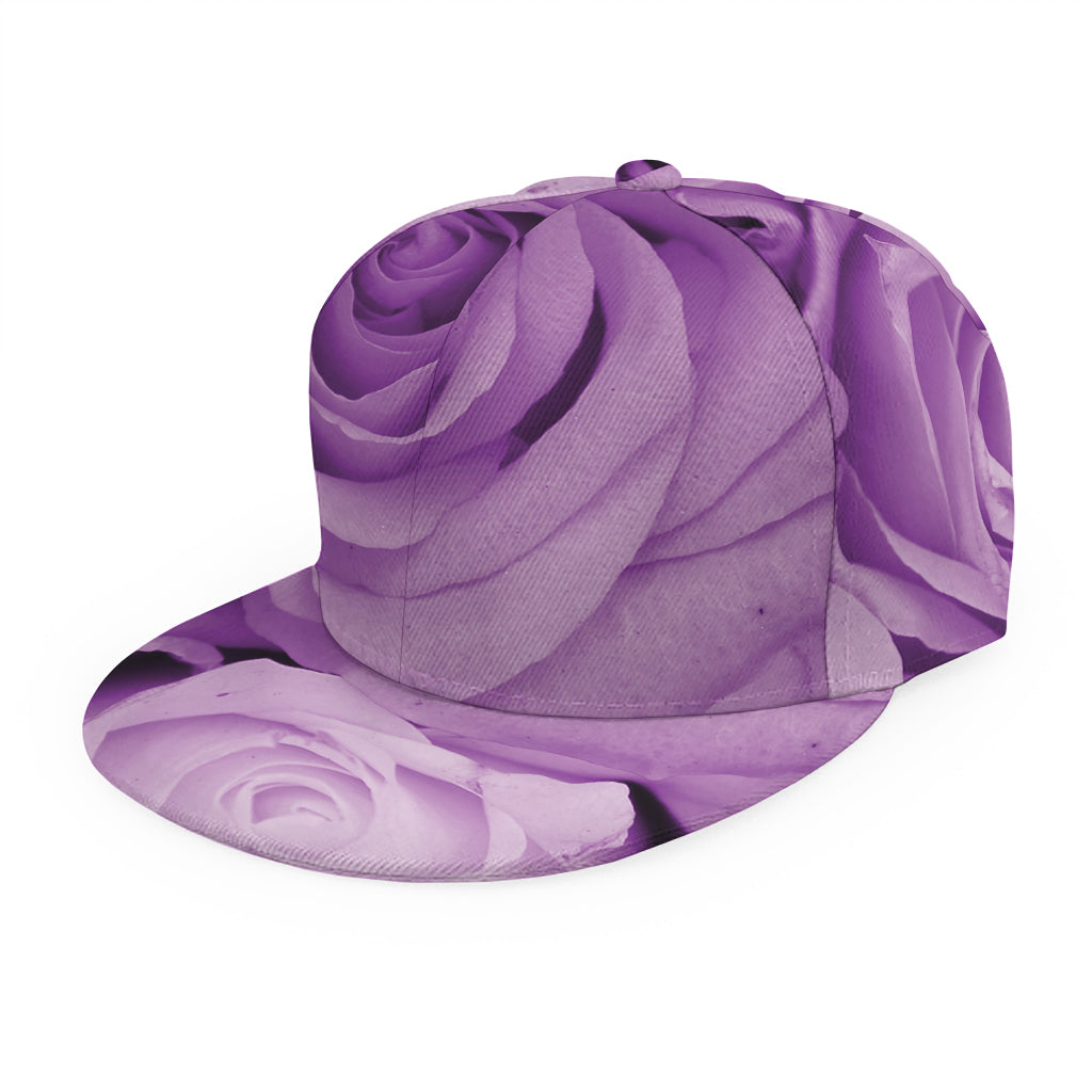 Purple Rose Print Snapback Cap
