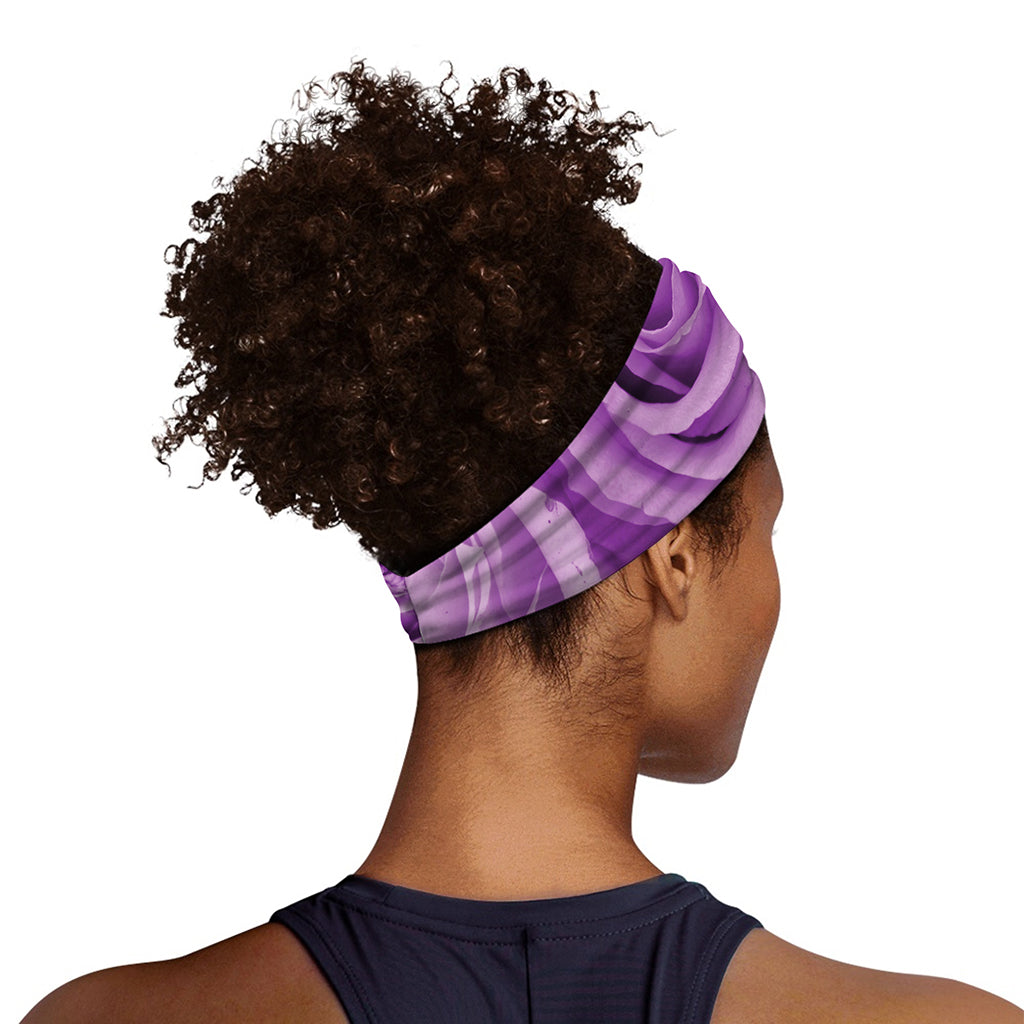 Purple Rose Print Sports Headband
