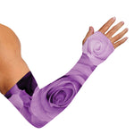 Purple Rose Print Sun Protection Arm Sleeves