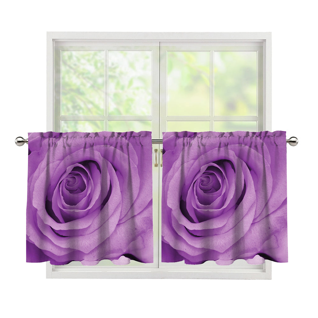 Purple Rose Print Tier Curtains