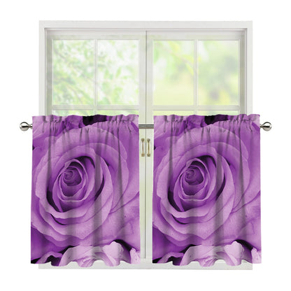 Purple Rose Print Tier Curtains