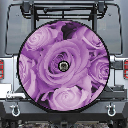 Purple Rose Print Tire Cover With Camera Hole
