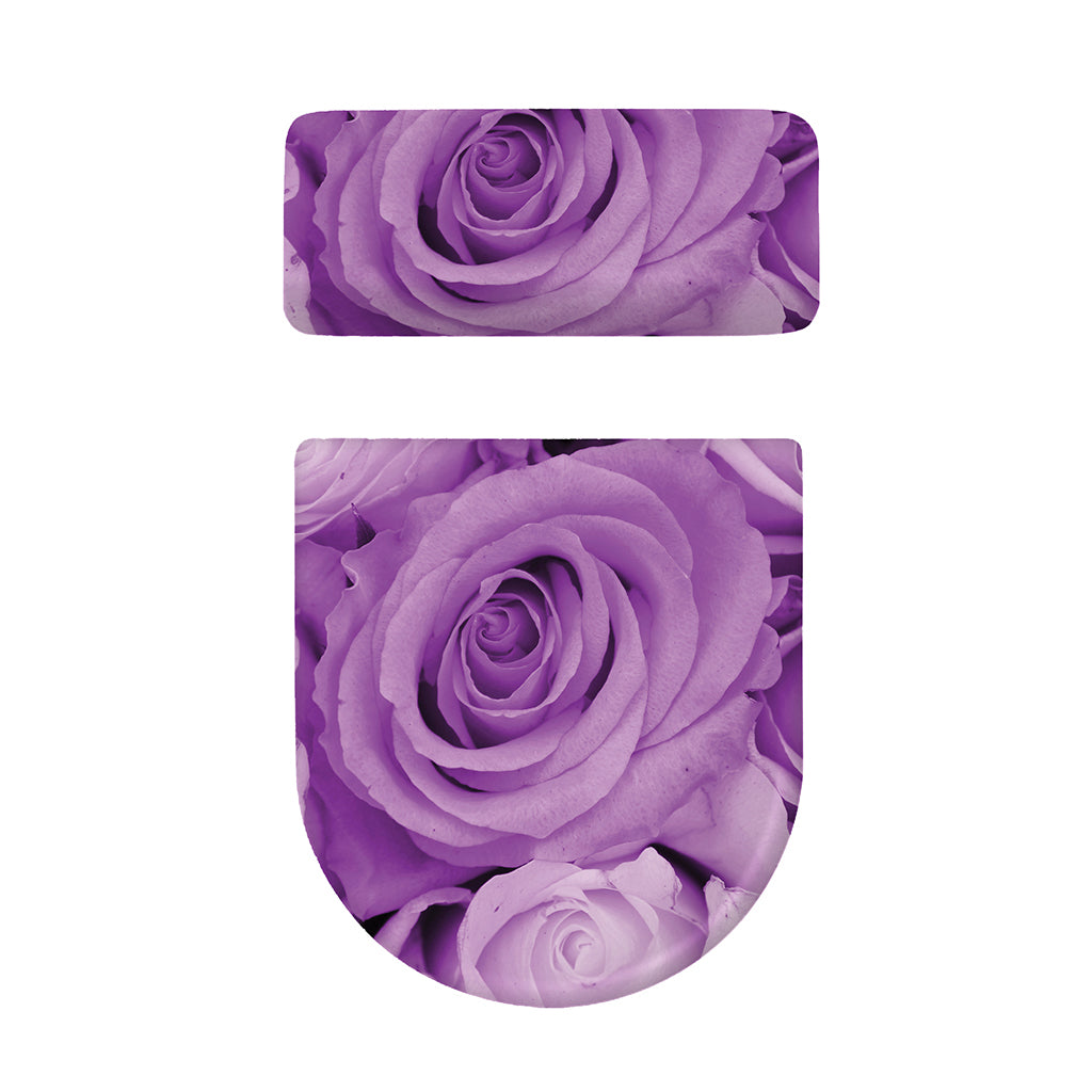 Purple Rose Print Toilet Lid And Tank Cover Set