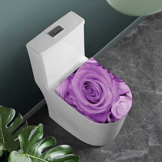 Purple Rose Print Toilet Lid Cover