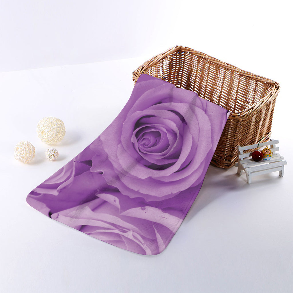 Purple Rose Print Towel