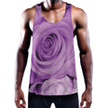 Purple Rose Print Men's Workout Tank Top