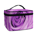 Purple Rose Print Travel Makeup Bag