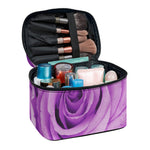 Purple Rose Print Travel Makeup Bag