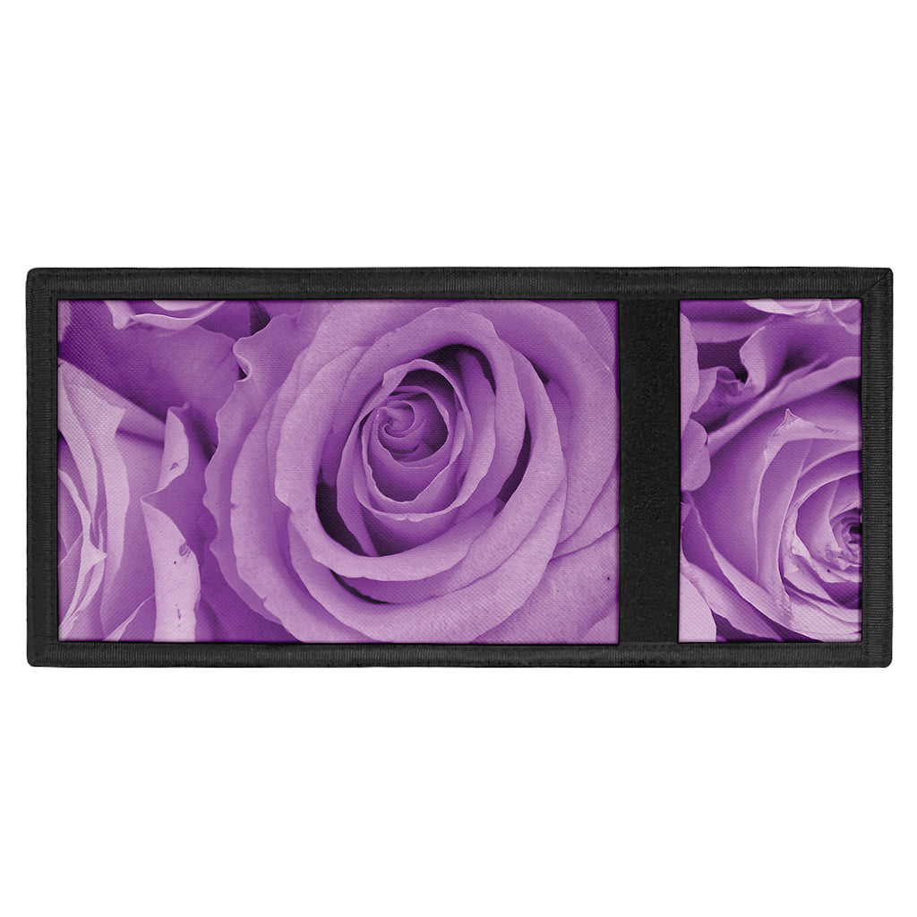 Purple Rose Print Trifold Wallet