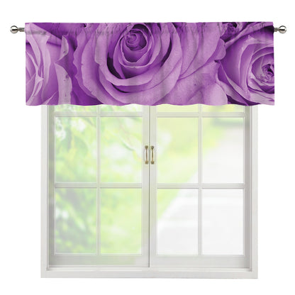 Purple Rose Print Window Valance