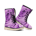 Purple Rose Print Winter Boots