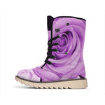 Purple Rose Print Winter Boots