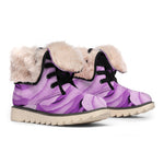 Purple Rose Print Winter Boots