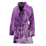 Purple Rose Print Women's Bathrobe