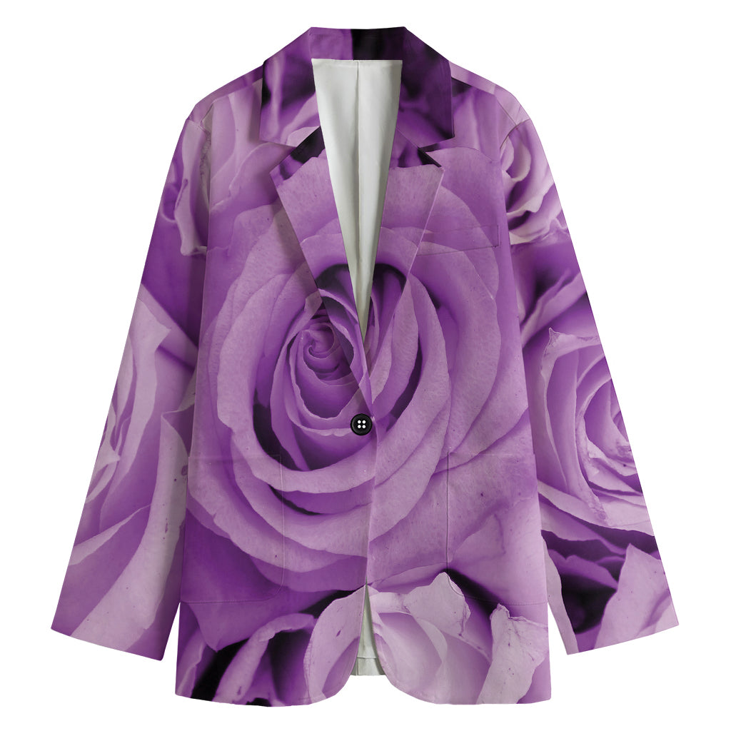 Purple Rose Print Women's Blazer