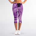 Purple Rose Print Women's Capri Leggings