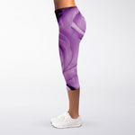 Purple Rose Print Women's Capri Leggings