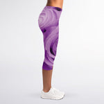 Purple Rose Print Women's Capri Leggings