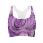 Purple Rose Print Women's Sports Bra
