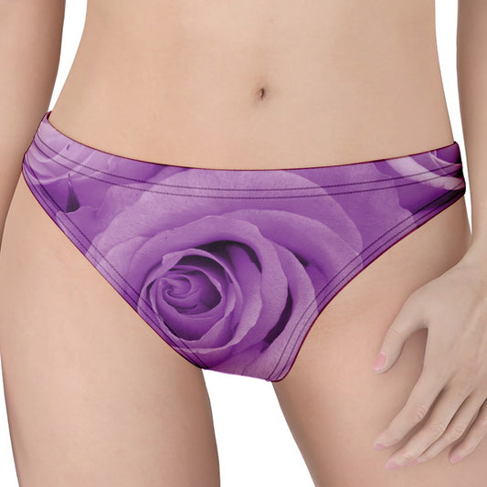 Purple Rose Print Women's Thong