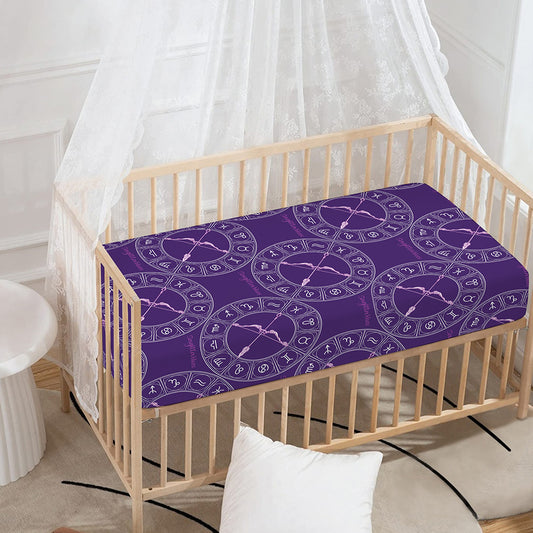 Purple Sagittarius Zodiac Pattern Print Baby Crib Sheet