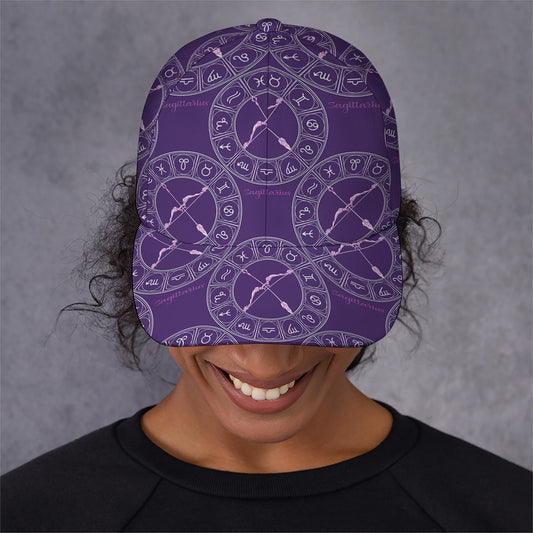 Purple Sagittarius Zodiac Pattern Print Baseball Cap
