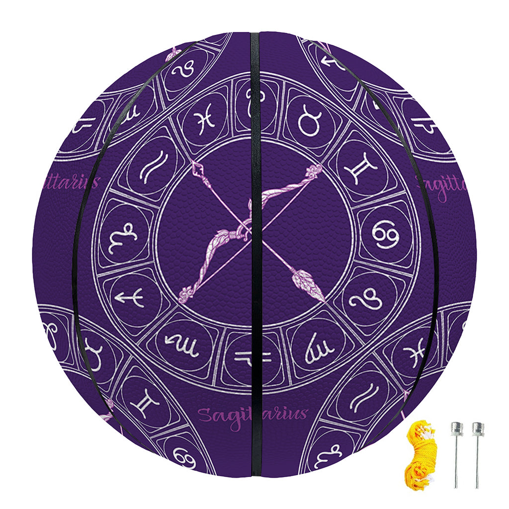 Purple Sagittarius Zodiac Pattern Print Basketball