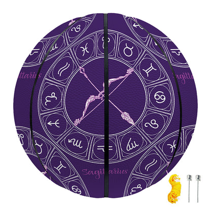 Purple Sagittarius Zodiac Pattern Print Basketball