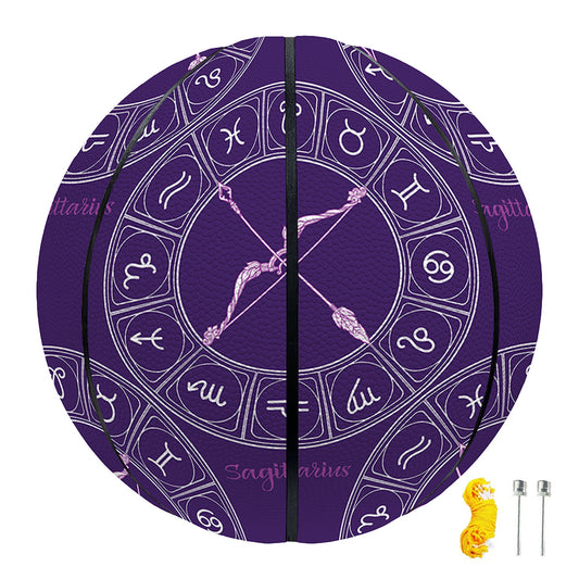 Purple Sagittarius Zodiac Pattern Print Basketball