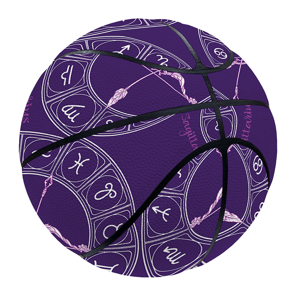 Purple Sagittarius Zodiac Pattern Print Basketball