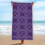 Purple Sagittarius Zodiac Pattern Print Beach Towel