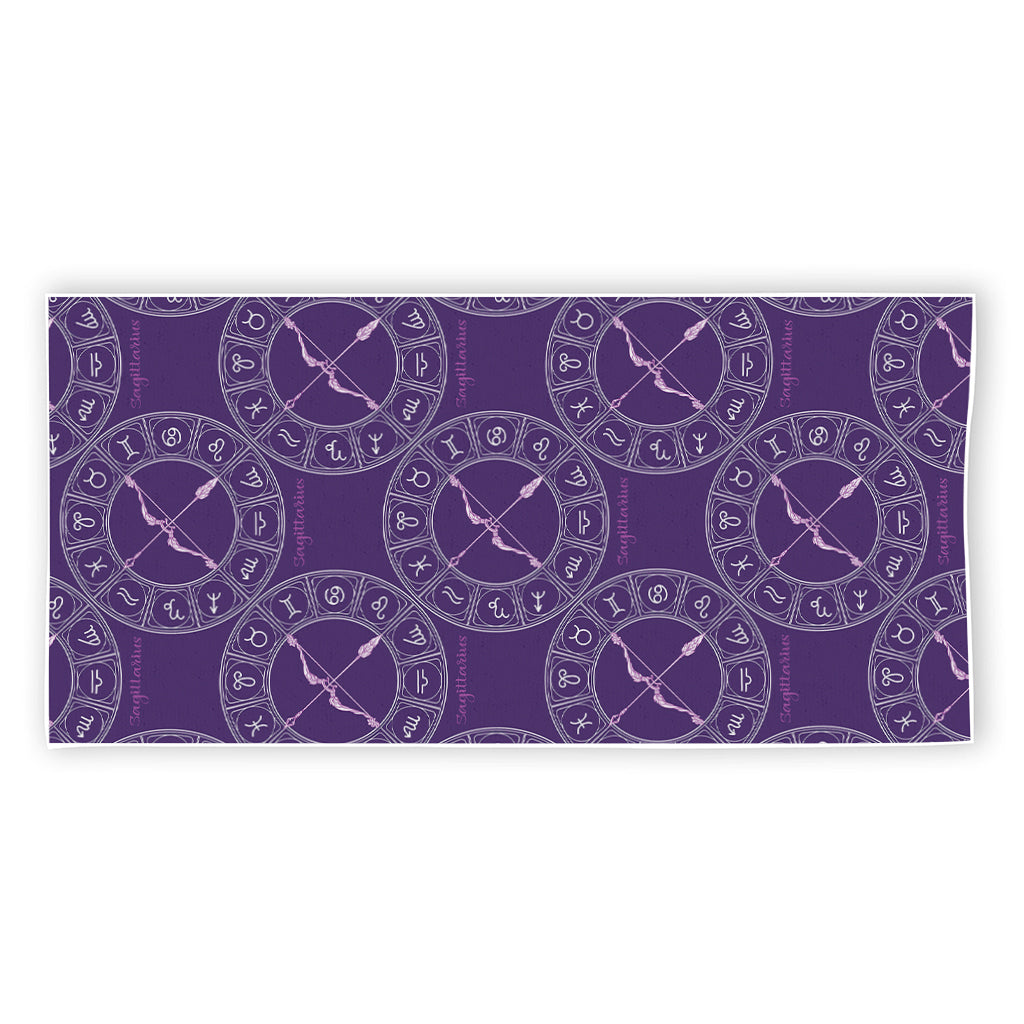 Purple Sagittarius Zodiac Pattern Print Beach Towel