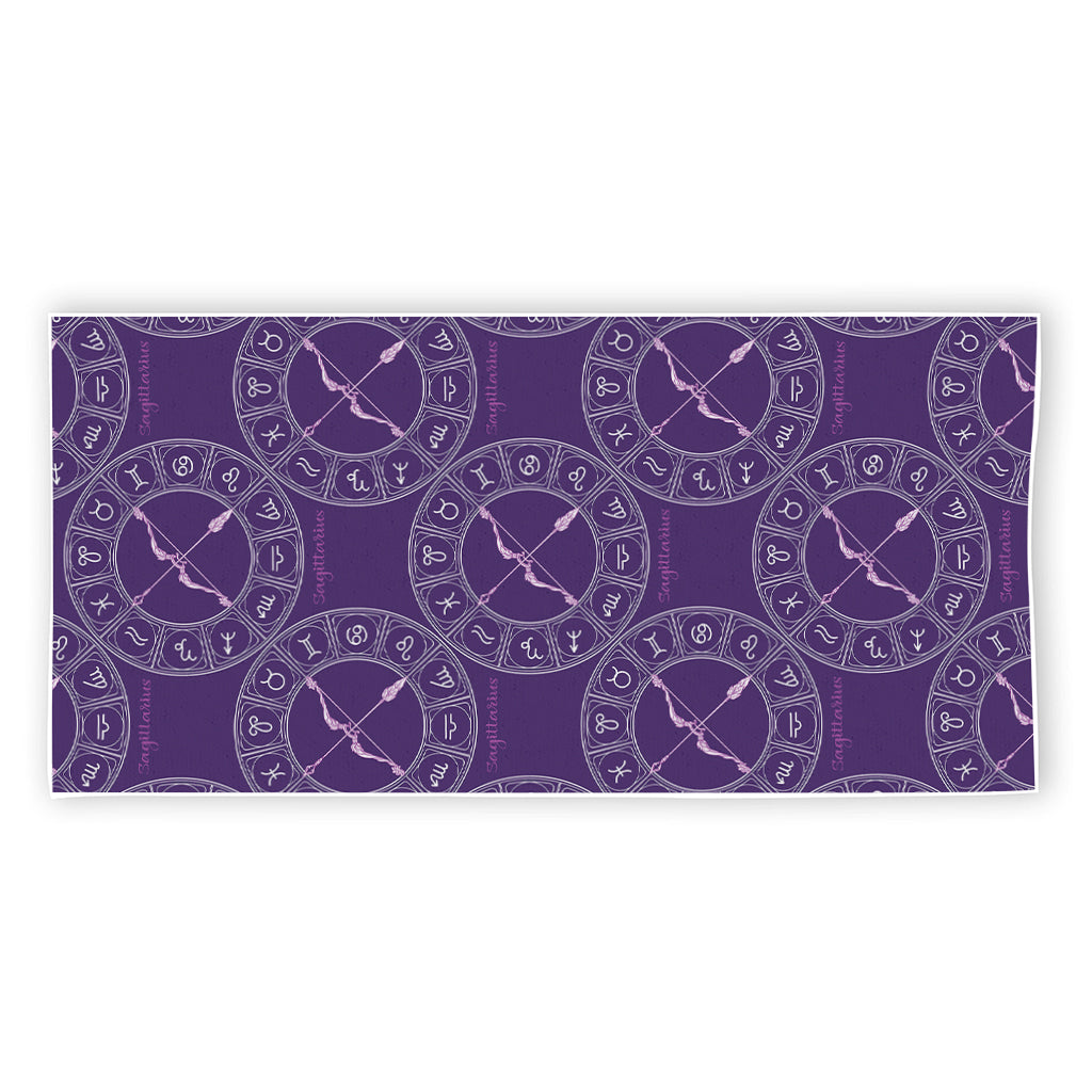 Purple Sagittarius Zodiac Pattern Print Beach Towel