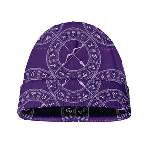 Purple Sagittarius Zodiac Pattern Print Beanie