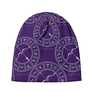 Purple Sagittarius Zodiac Pattern Print Beanie